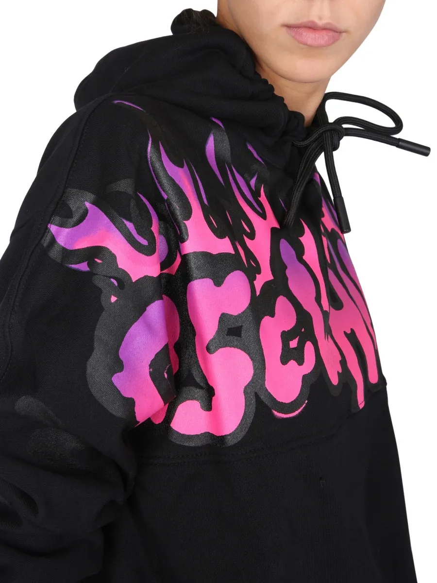 Disclaimer Logo Printed Drawstring Hoodie
