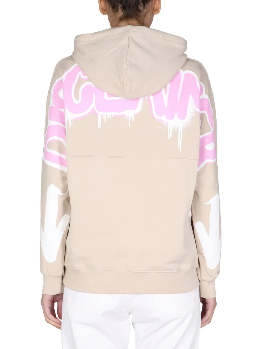 Disclaimer Logo Printed Drawstring Hoodie