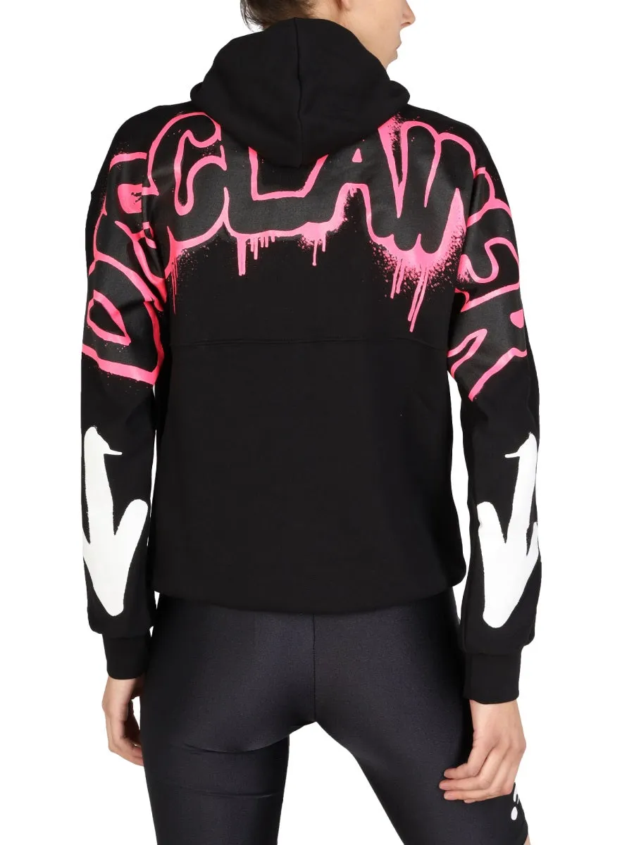 Disclaimer Logo Printed Drawstring Hoodie