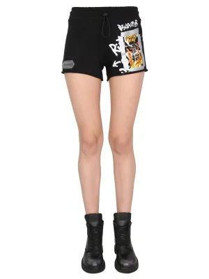 Disclaimer Printed Drawstring Shorts