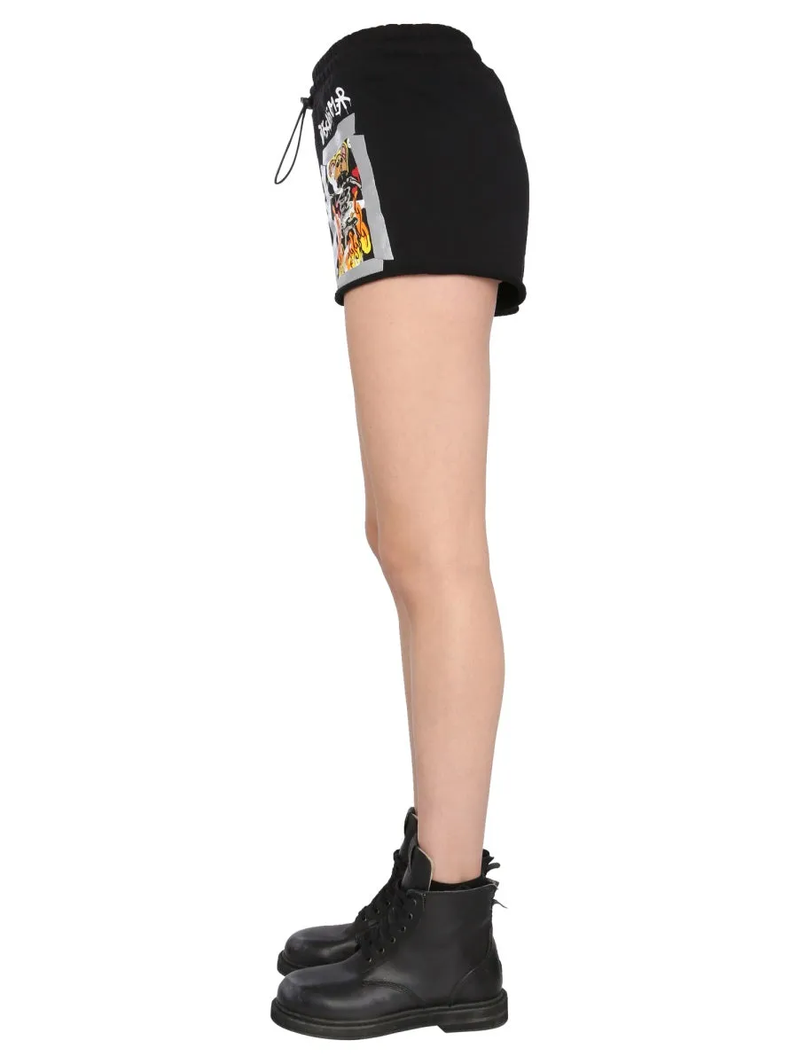 Disclaimer Printed Drawstring Shorts