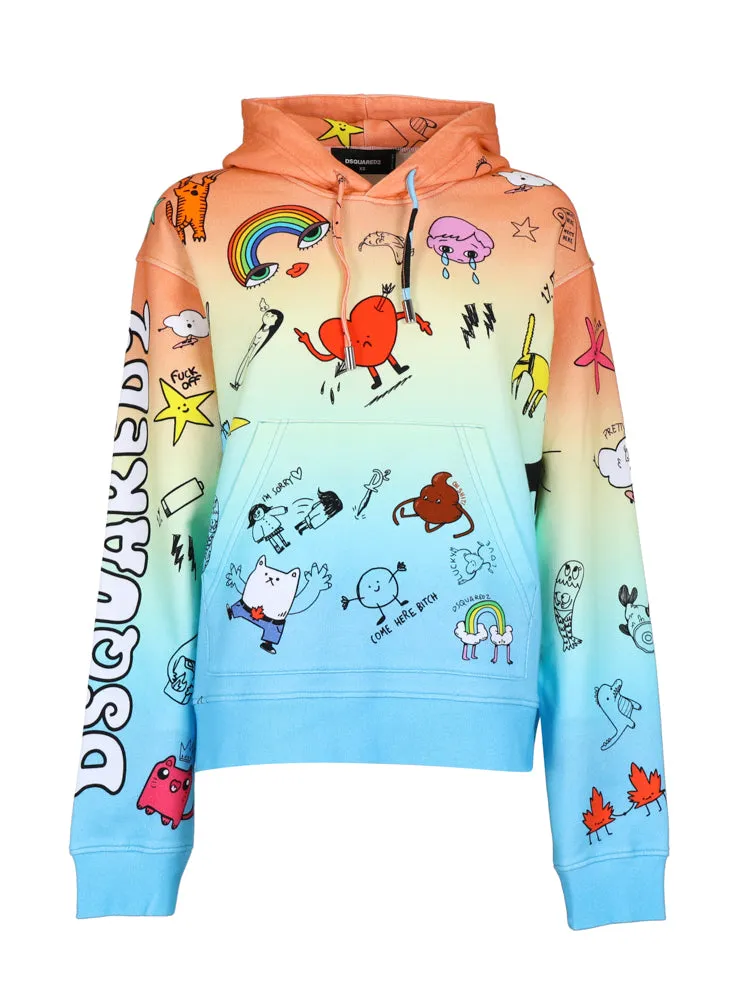 Dsquared2 Allover Graphic Print Hoodie