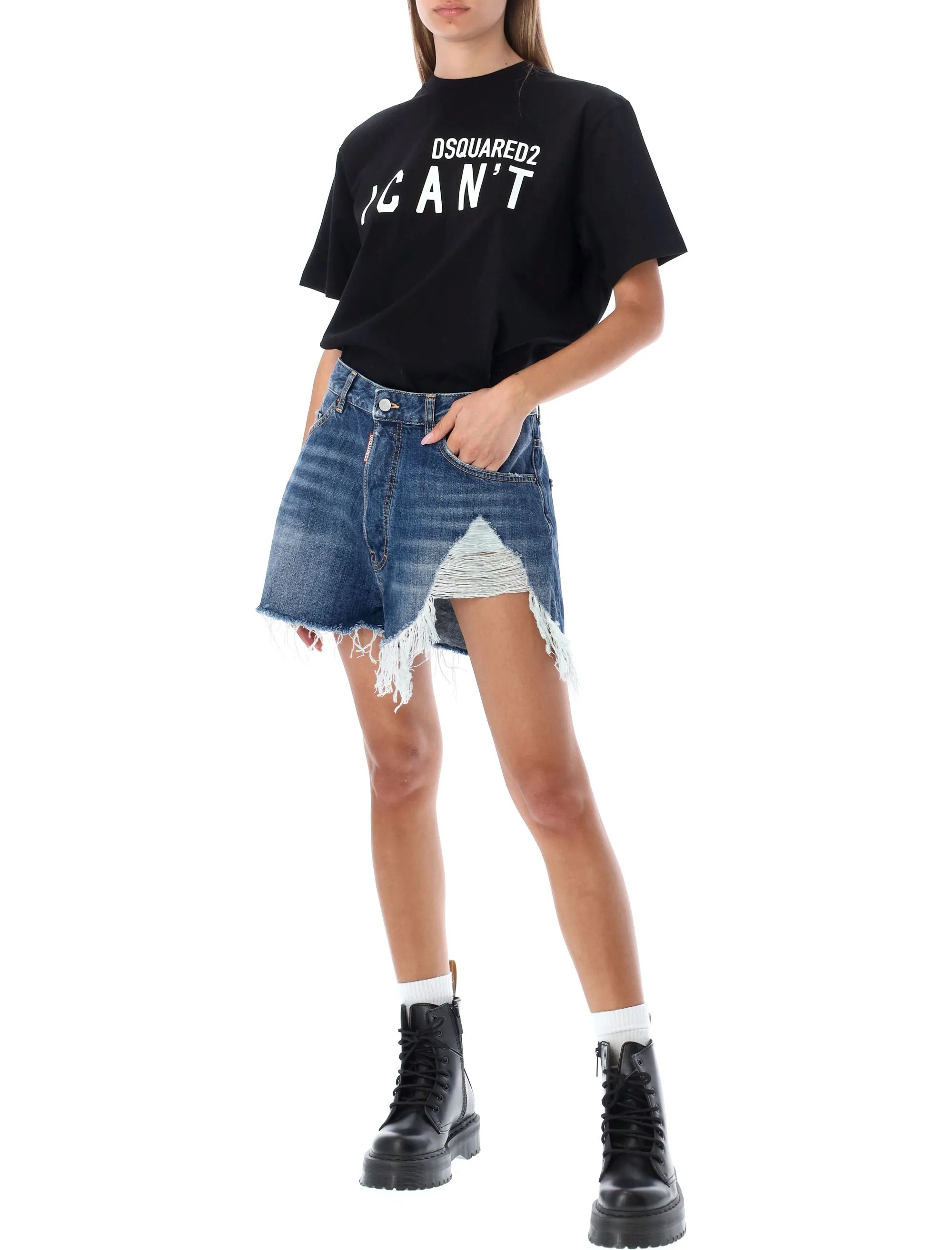 Dsquared2 Distressed Denim Shorts