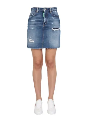 Dsquared2 Distressed Mini Denim Skirt