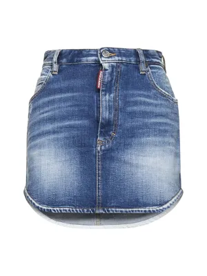 Dsquared2 Faded Mini Denim Skirt