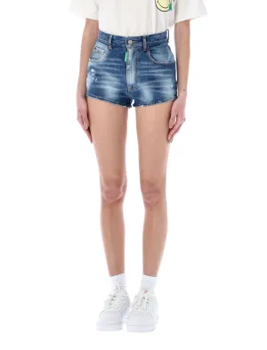 Dsquared2 High-Rise Distressed Denim Shorts