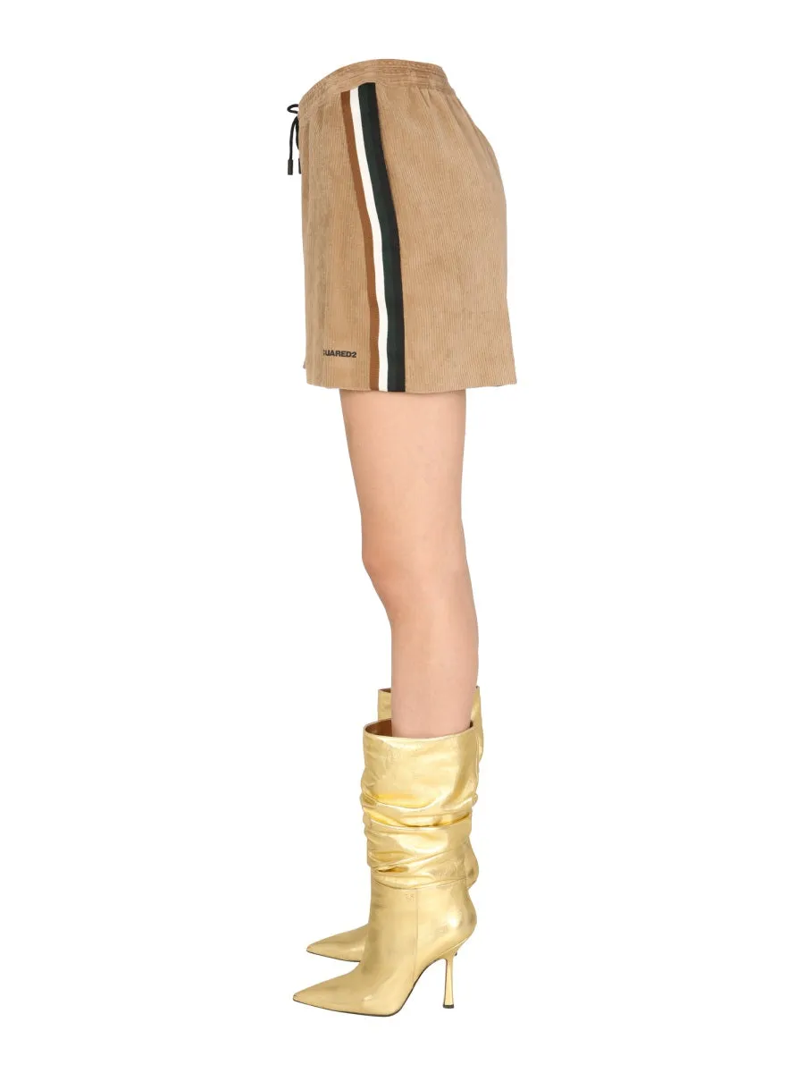 Dsquared2 Logo Printed Corduroy Shorts