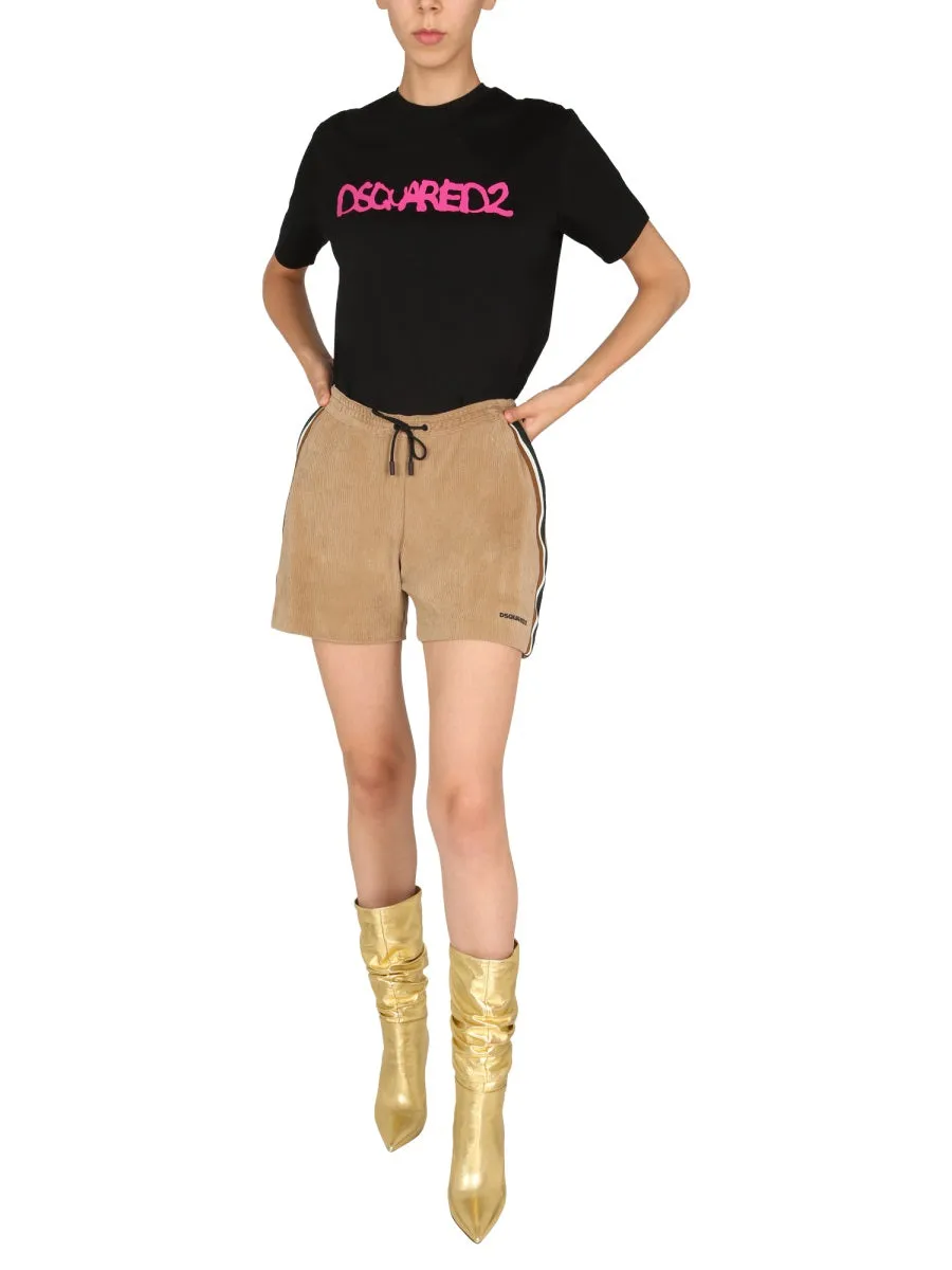Dsquared2 Logo Printed Corduroy Shorts