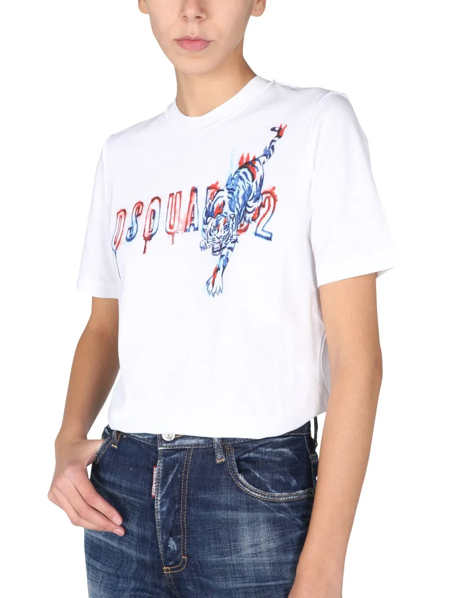 Dsquared2 Logo Printed Crewneck T-Shirt
