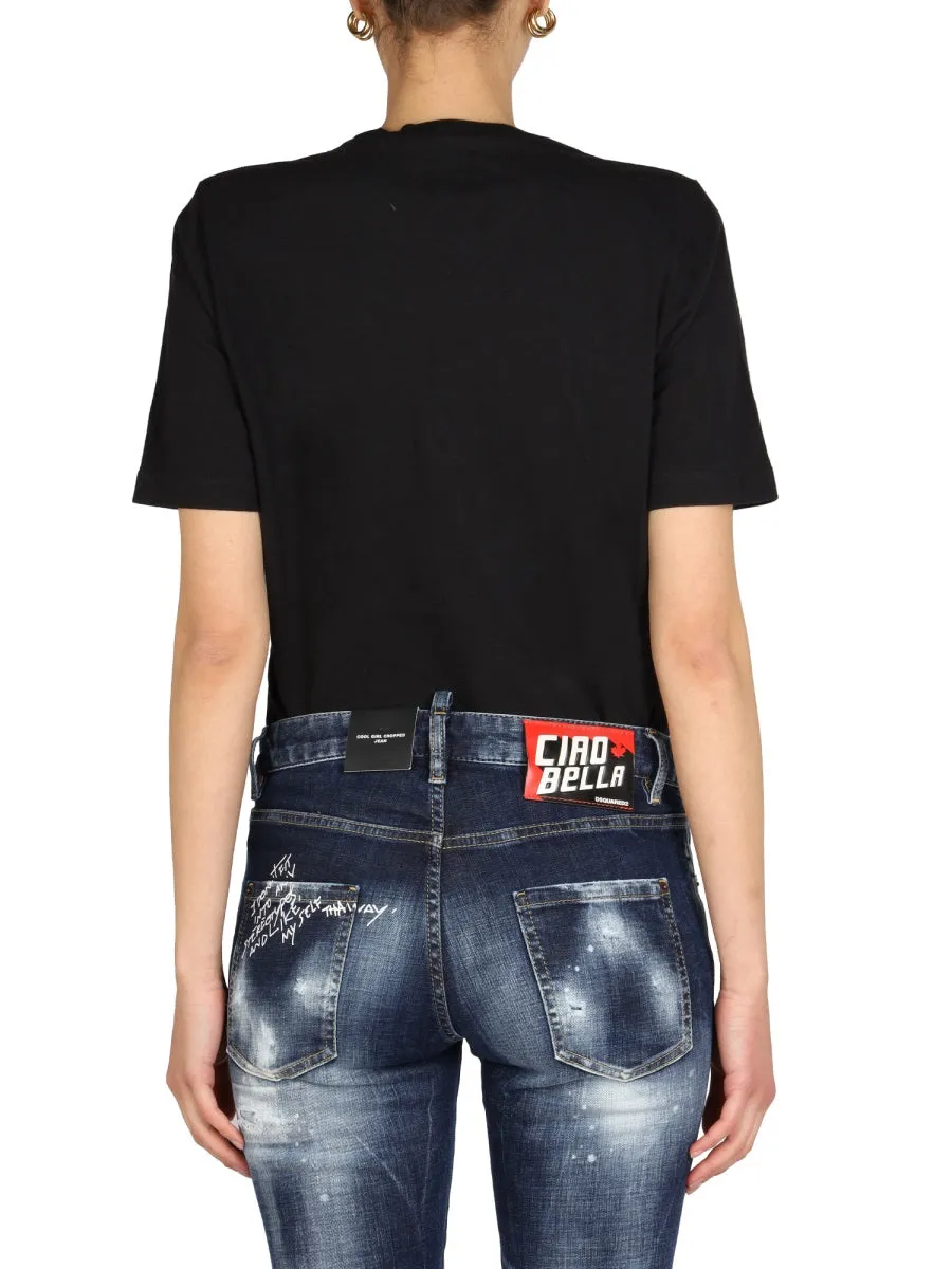 Dsquared2 Rainbow Printed Crewneck T-Shirt