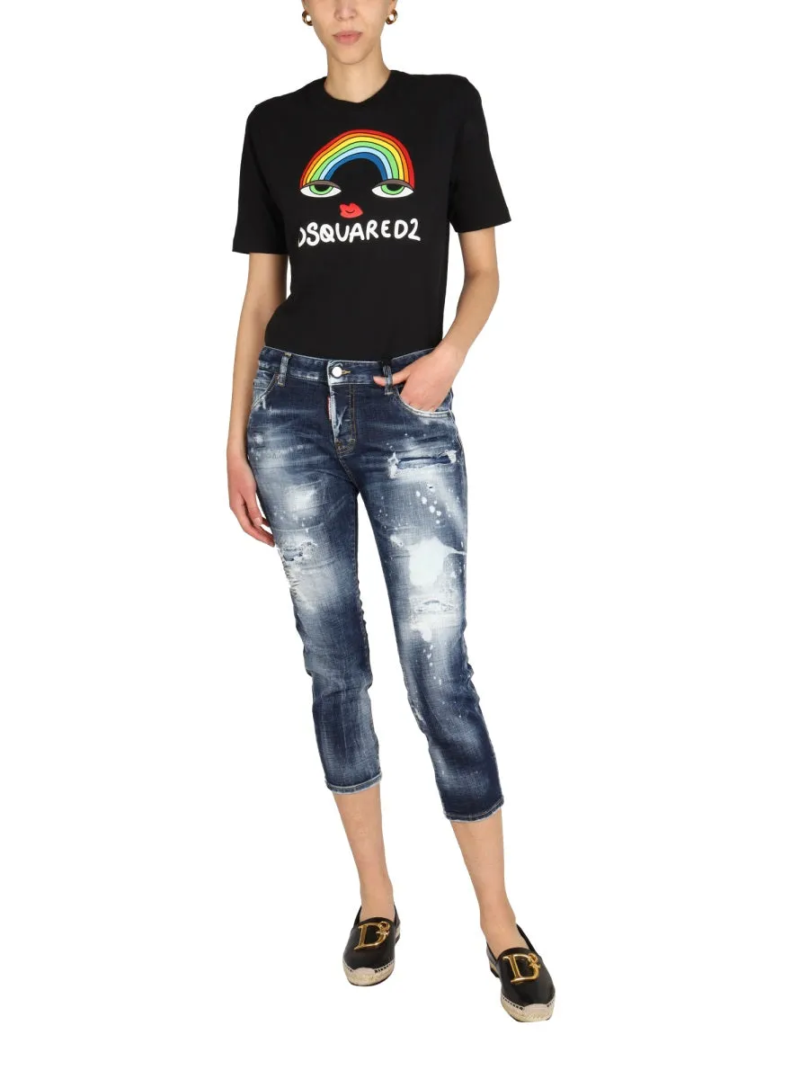 Dsquared2 Rainbow Printed Crewneck T-Shirt