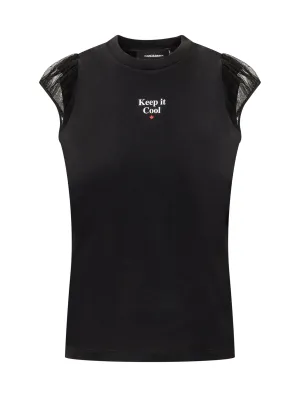 Dsquared2 Slogan Print Cap Sleeved T-Shirt