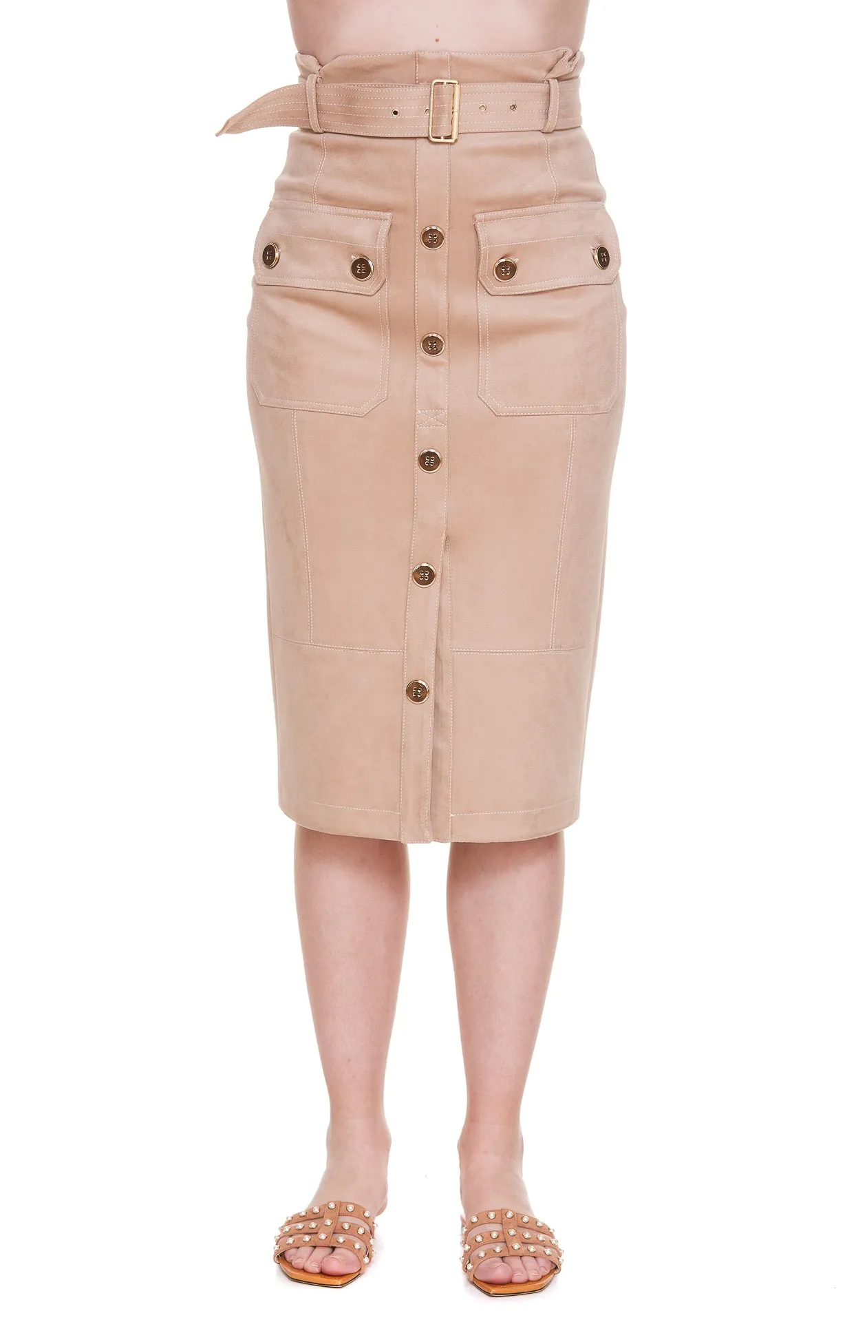Elisabetta Franchi Buttoned Midi Pencil Skirt