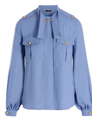 Elisabetta Franchi Draped Epaulette Buttoned Shirt