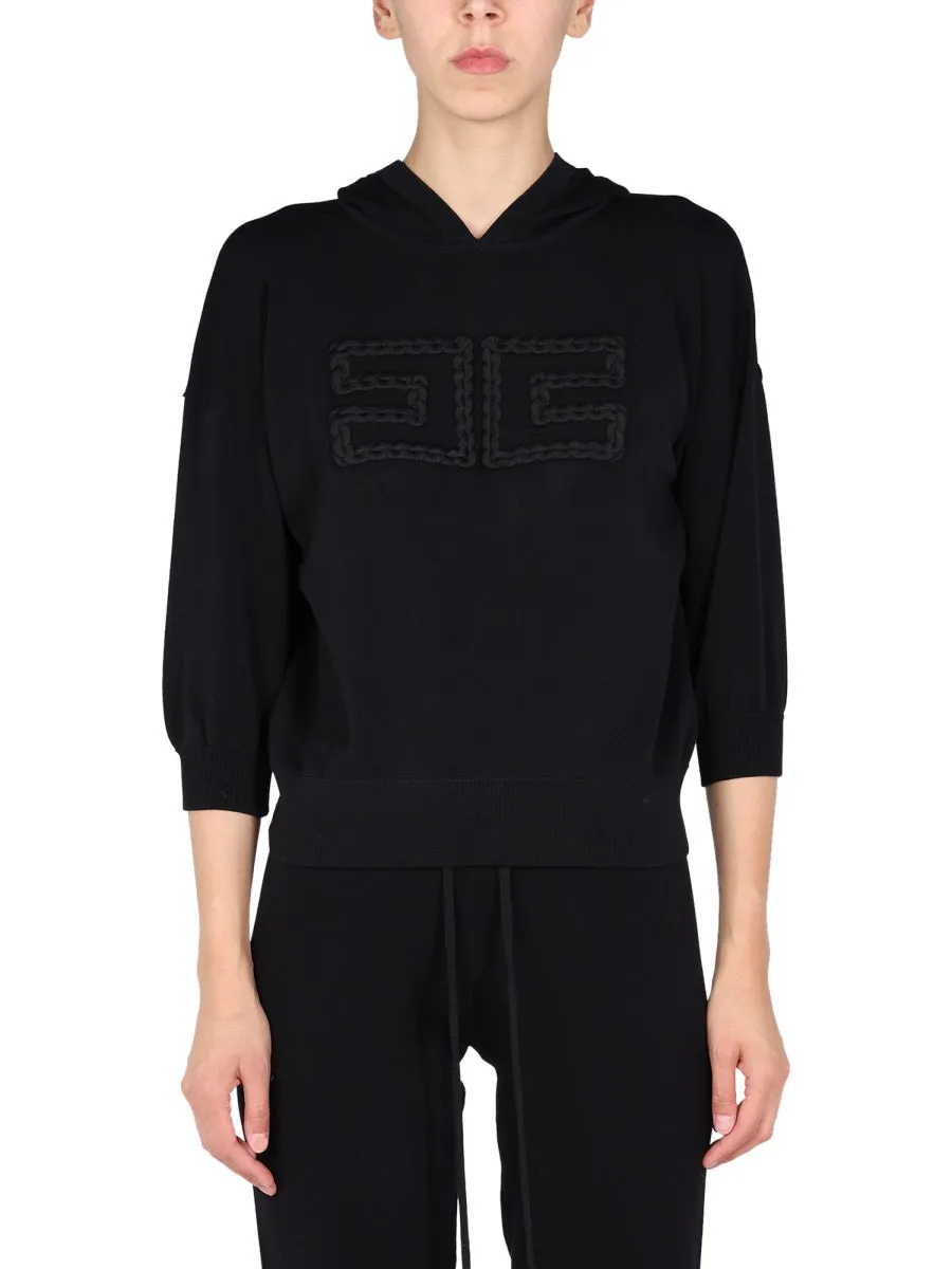 Elisabetta Franchi Logo Embroidered Hoodie