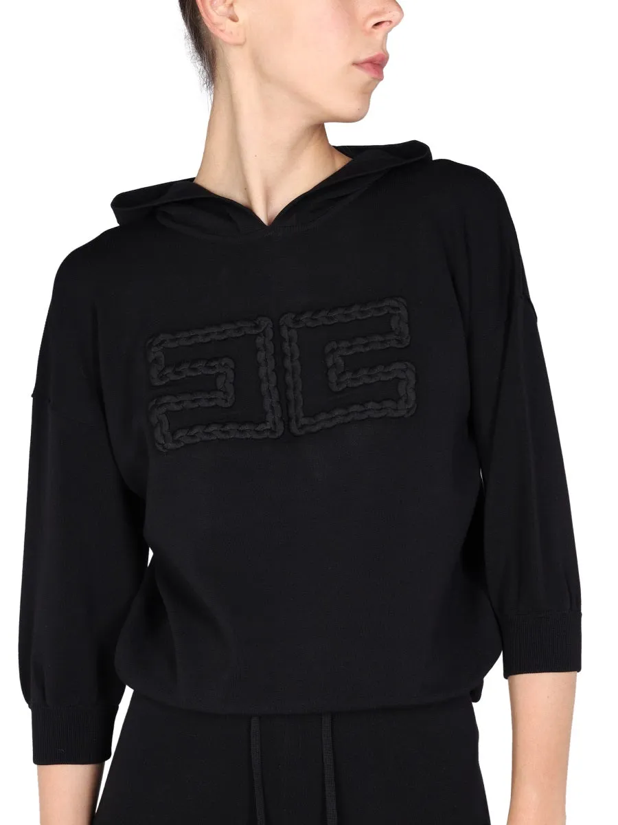 Elisabetta Franchi Logo Embroidered Hoodie