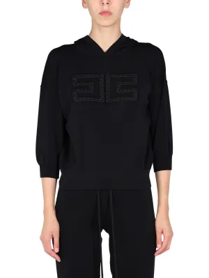 Elisabetta Franchi Logo Embroidered Hoodie