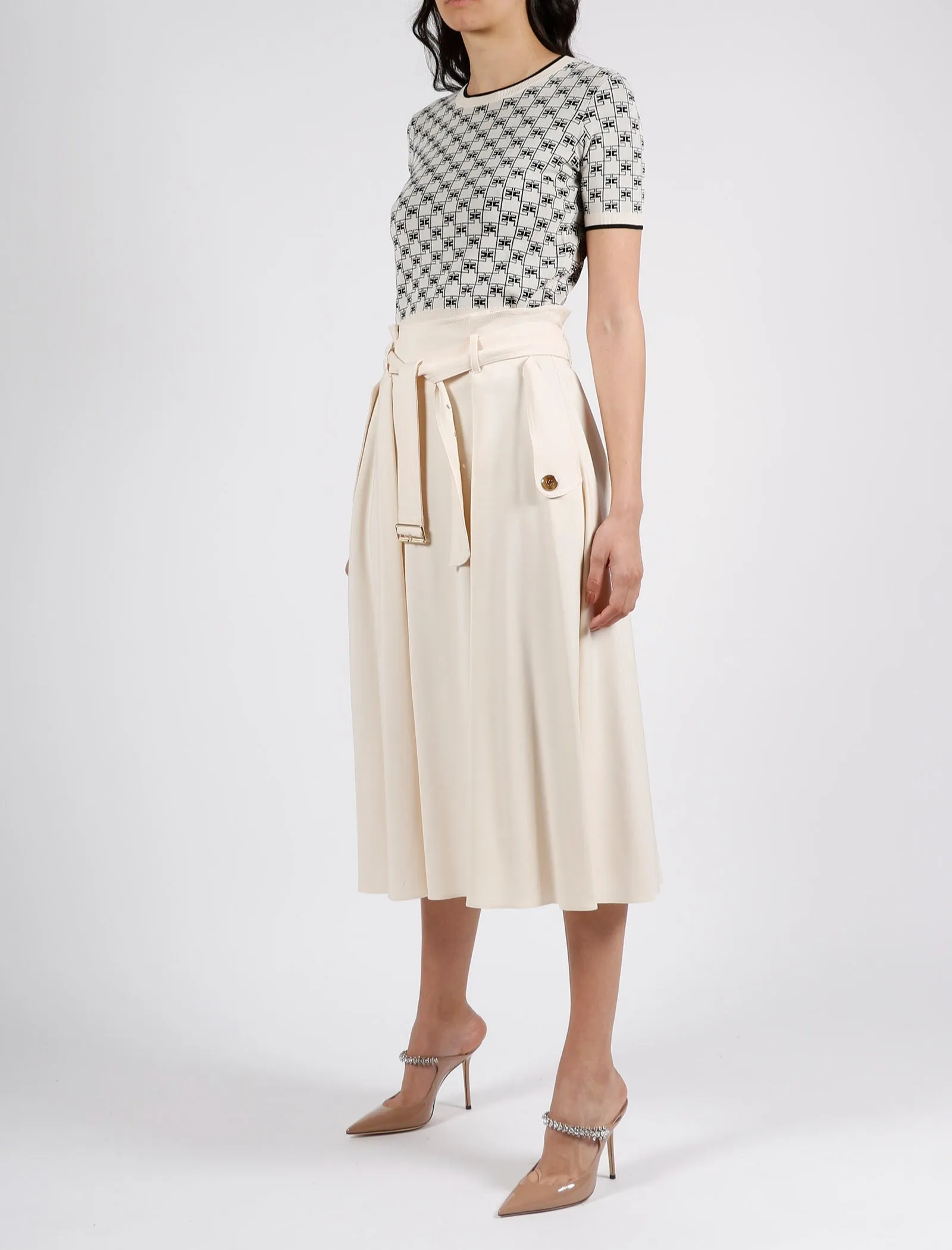 Elisabetta Franchi Pleated Midi Skirt