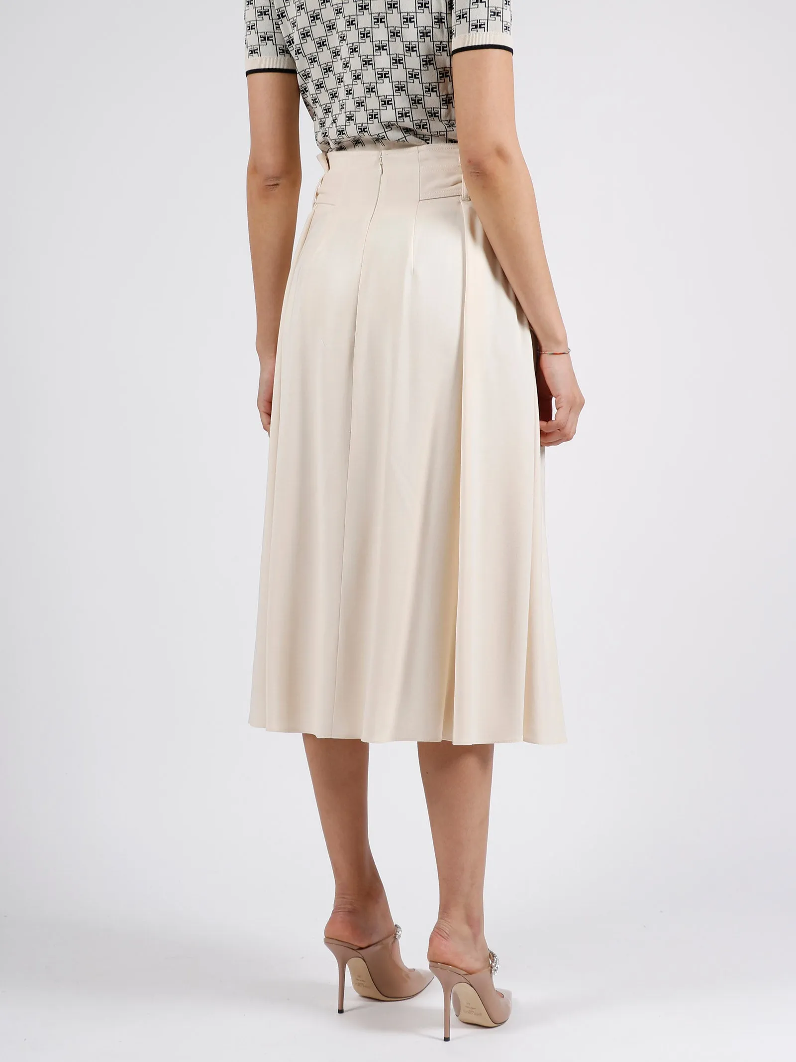 Elisabetta Franchi Pleated Midi Skirt