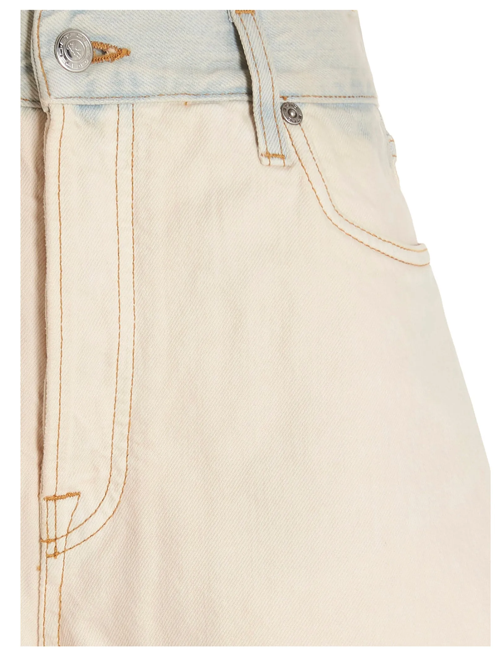 Etro Faded Effect Logo Patch Denim Shorts