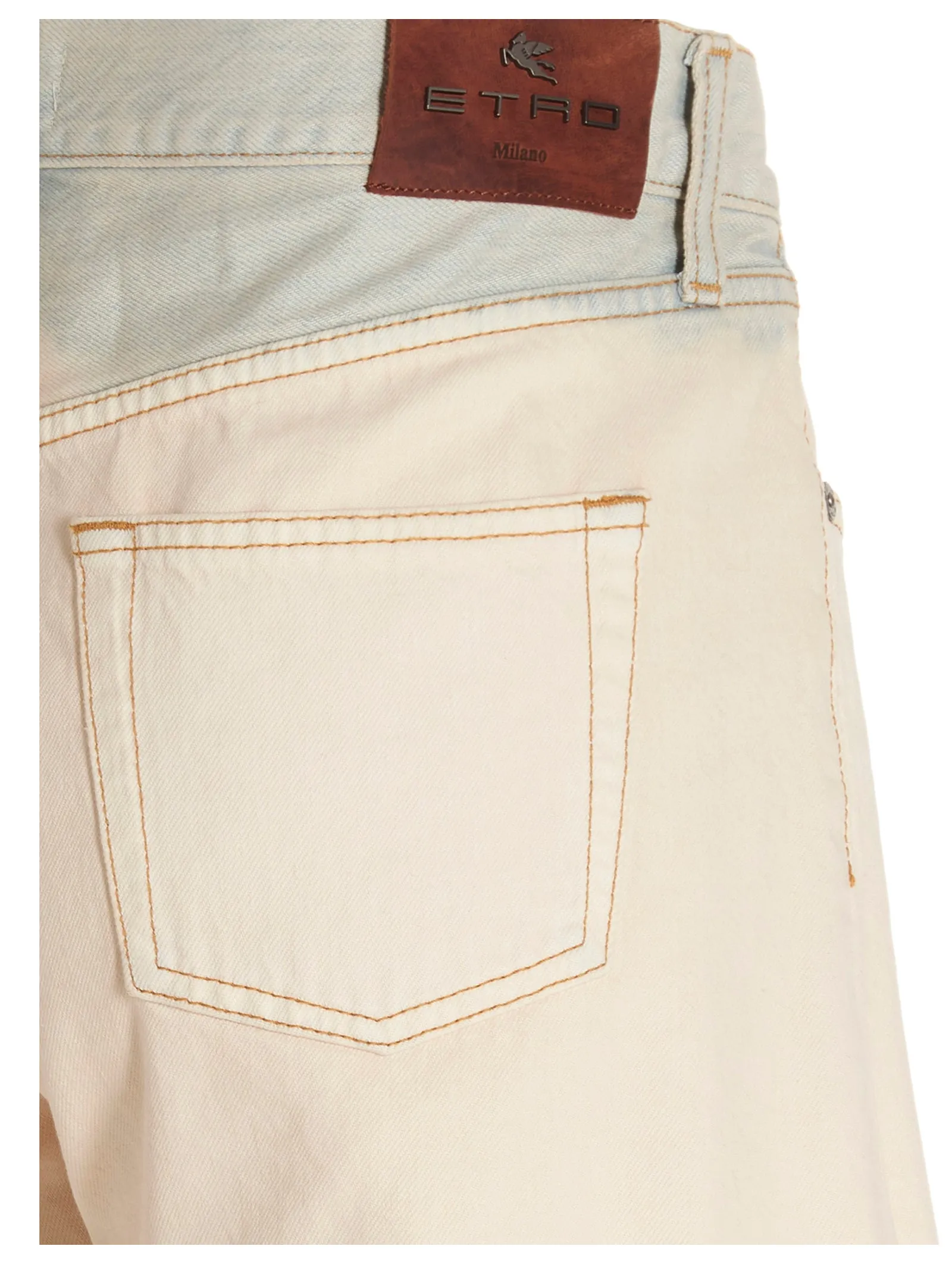 Etro Faded Effect Logo Patch Denim Shorts