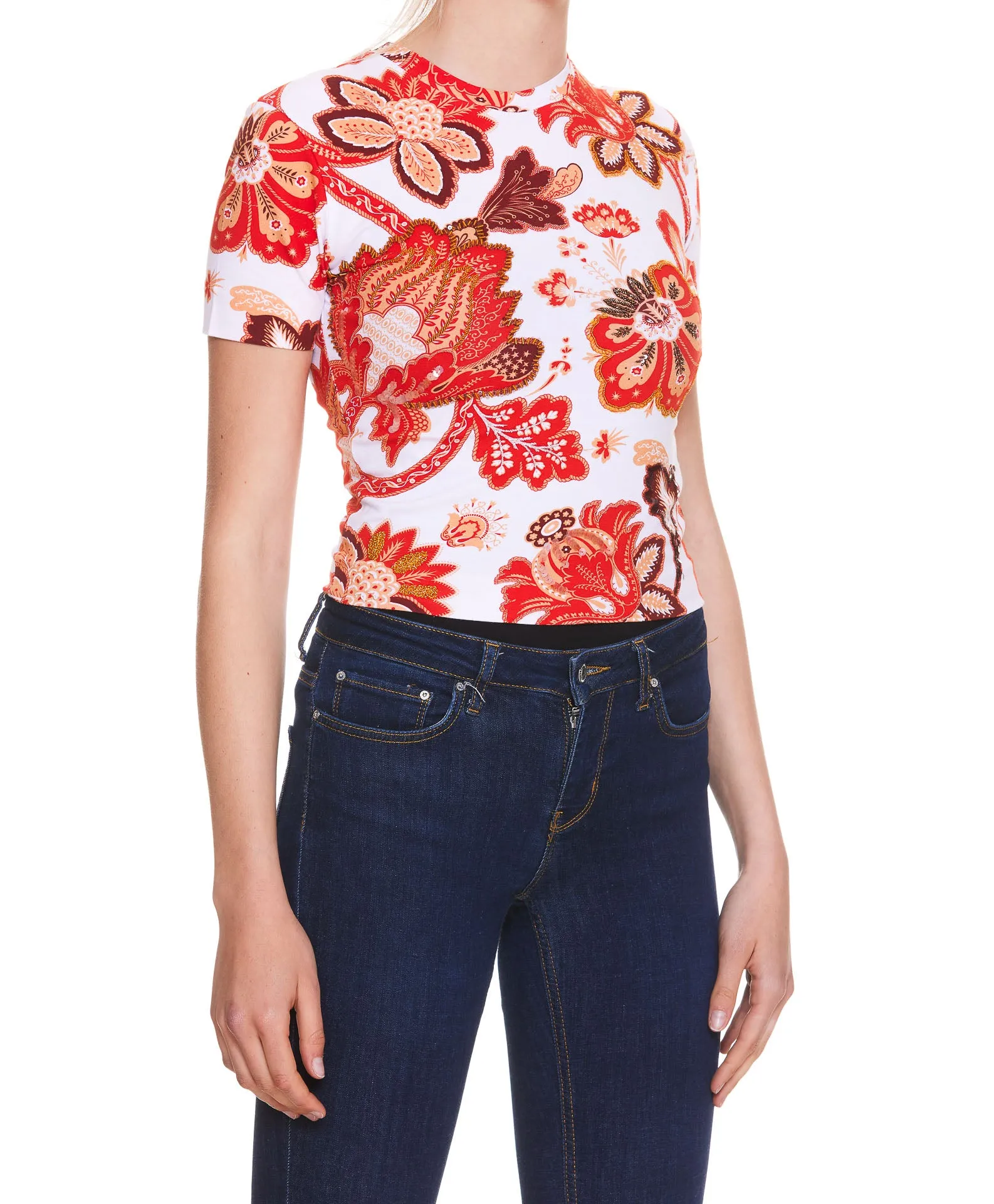 Etro Floral Printed Cropped T-Shirt