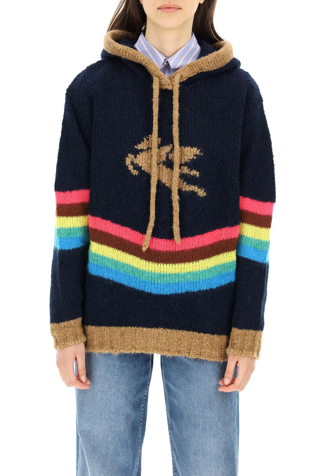 Etro Logo Intarsia Striped Hoodie