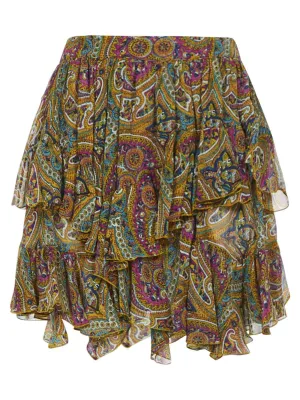 Etro Paisley Print Ruffled Skirt