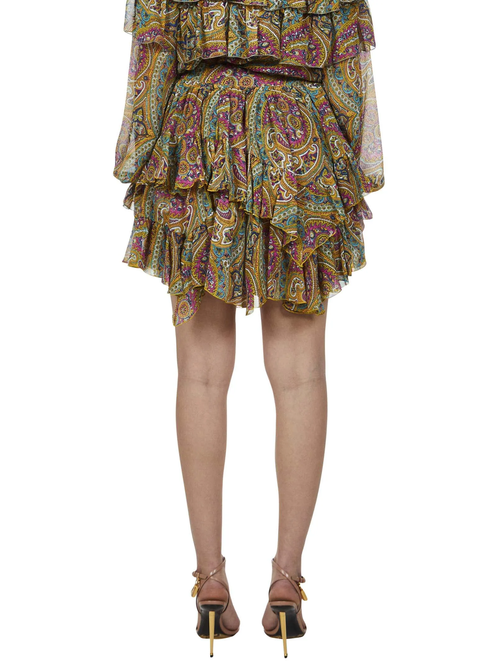 Etro Paisley Print Ruffled Skirt