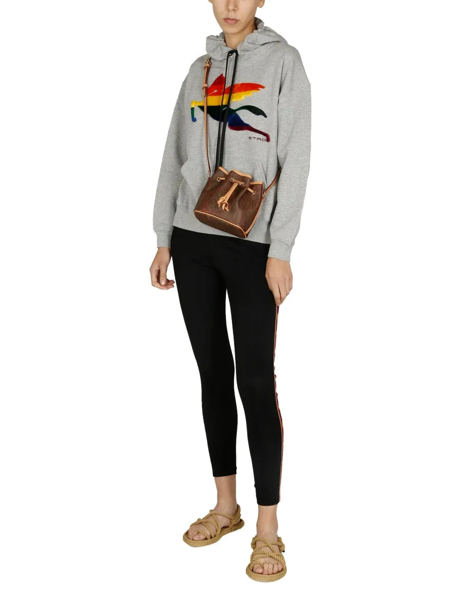 Etro Pegasus Flocked Drawstring Hoodie