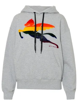 Etro Pegasus Flocked Drawstring Hoodie
