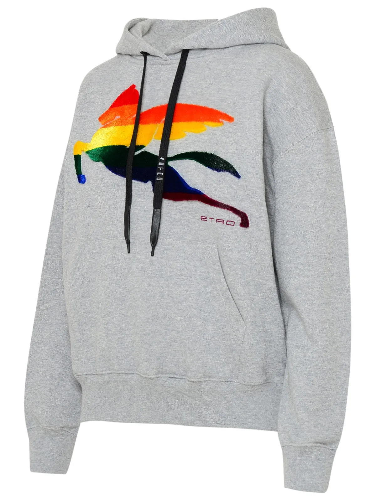 Etro Pegasus Flocked Drawstring Hoodie