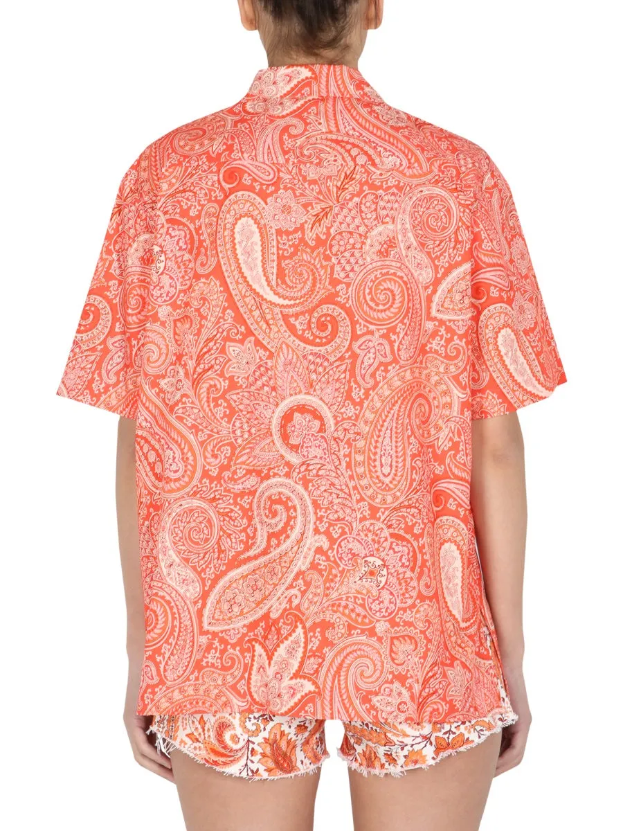 Etro Short-Sleeve Graphic Printed Shirt