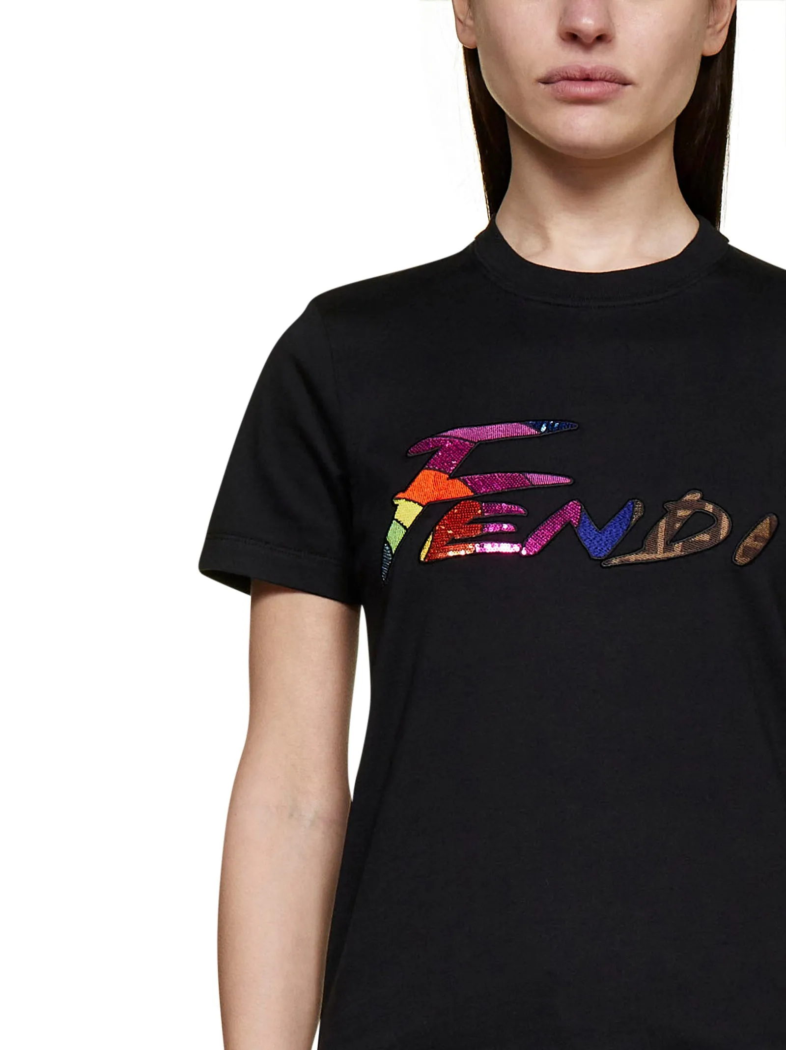 Fendi Logo Embellished Crewneck T-Shirt