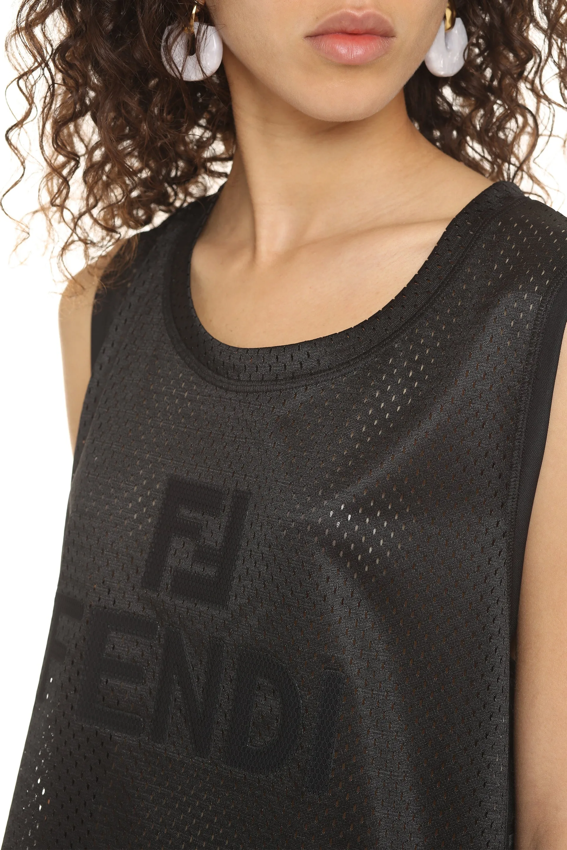 Fendi Logo Micromesh Tank Top