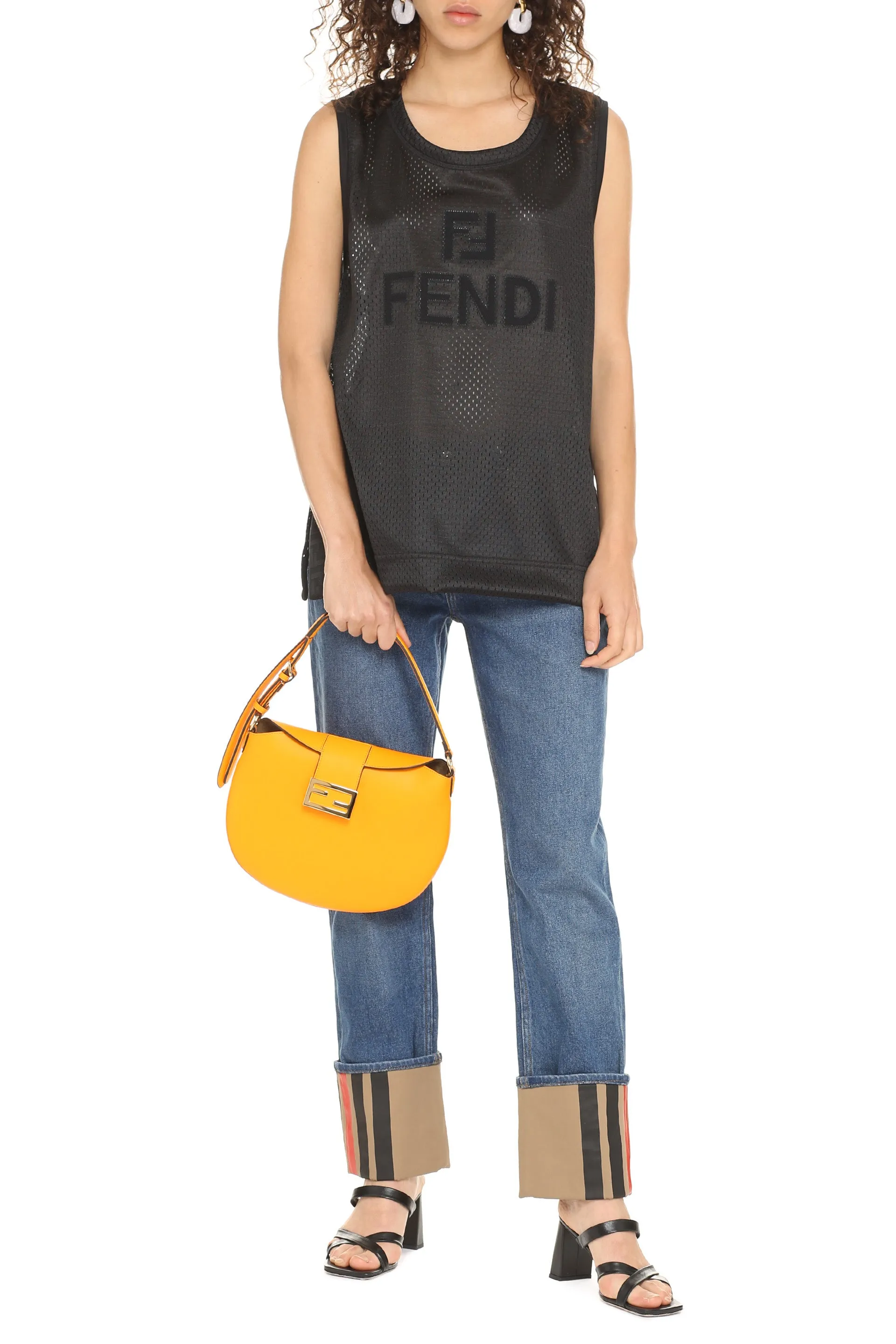 Fendi Logo Micromesh Tank Top