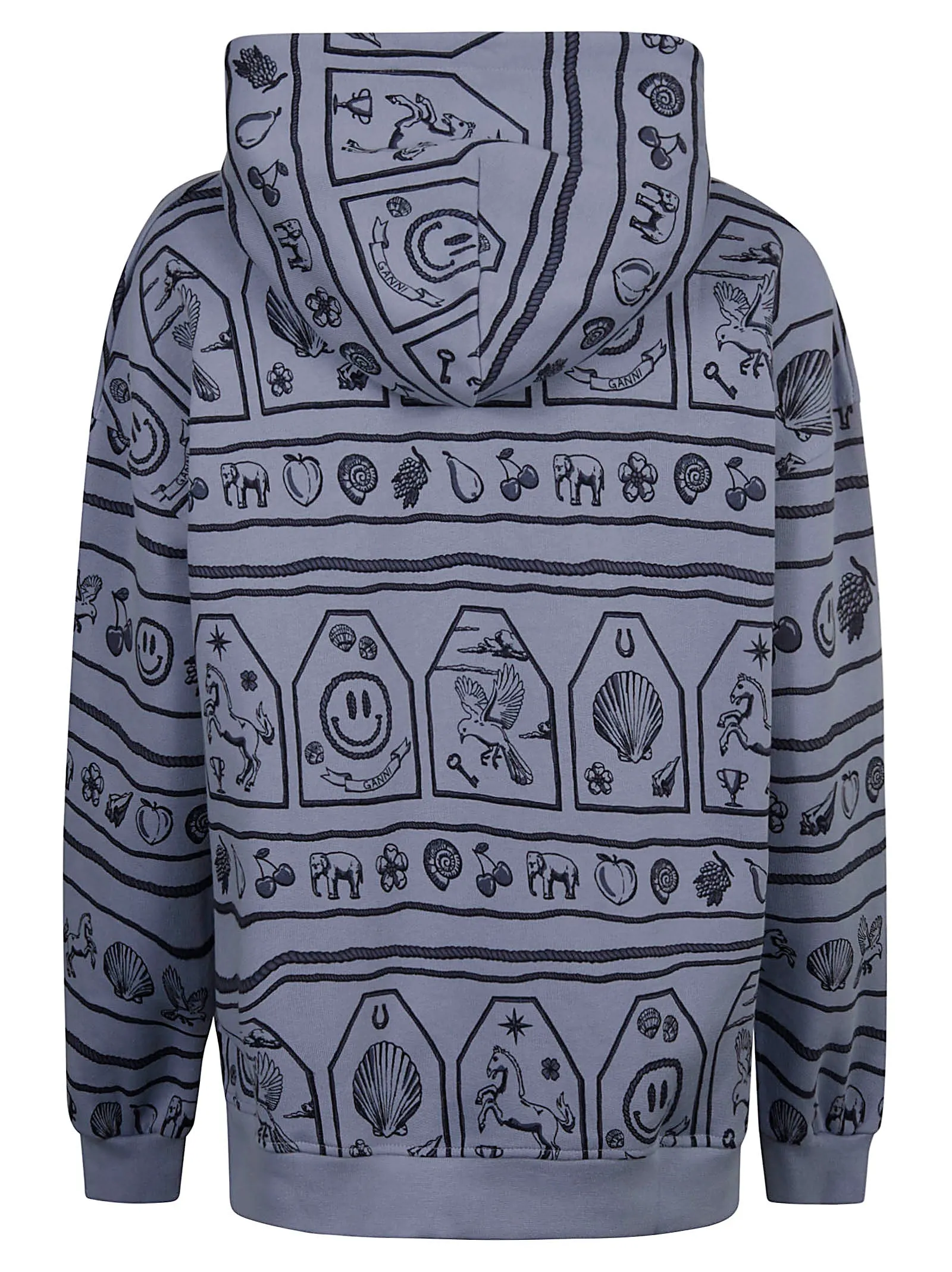 Ganni Allover Graphic Printed Crewneck Hoodie