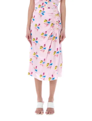 Ganni Floral Printed Midi Skirt