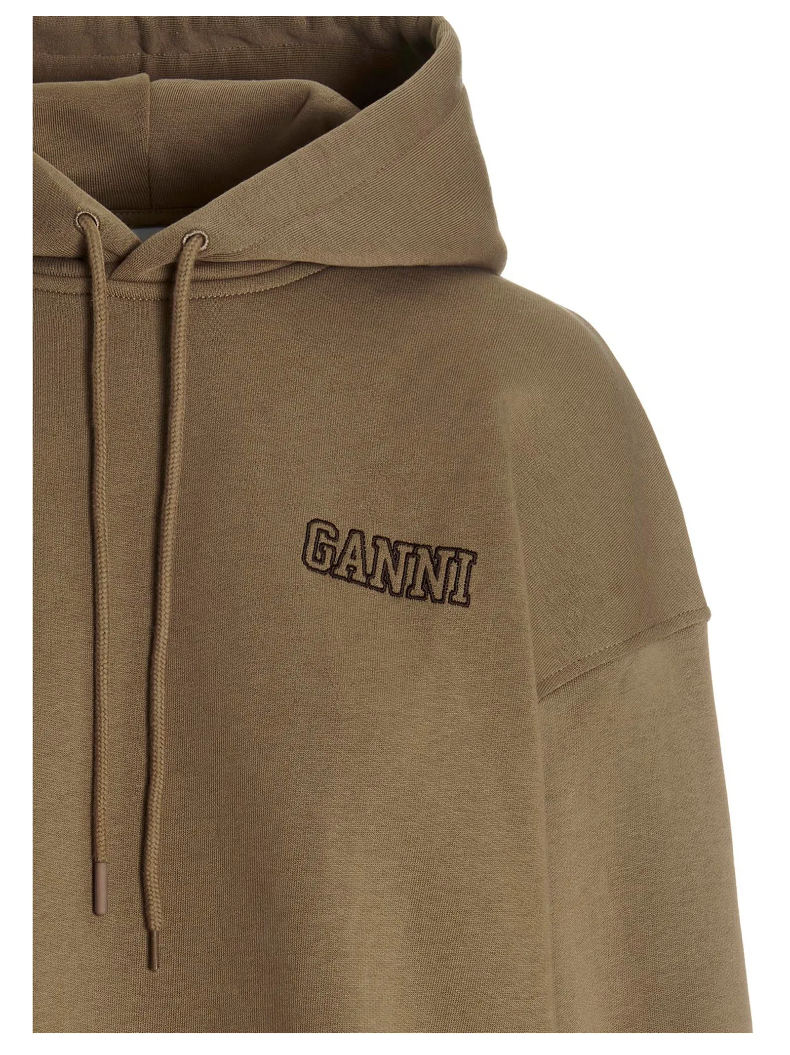 Ganni Logo Embroidered Drawstring Hoodie