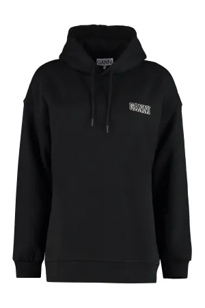 Ganni Logo Embroidered Drawstring Hoodie