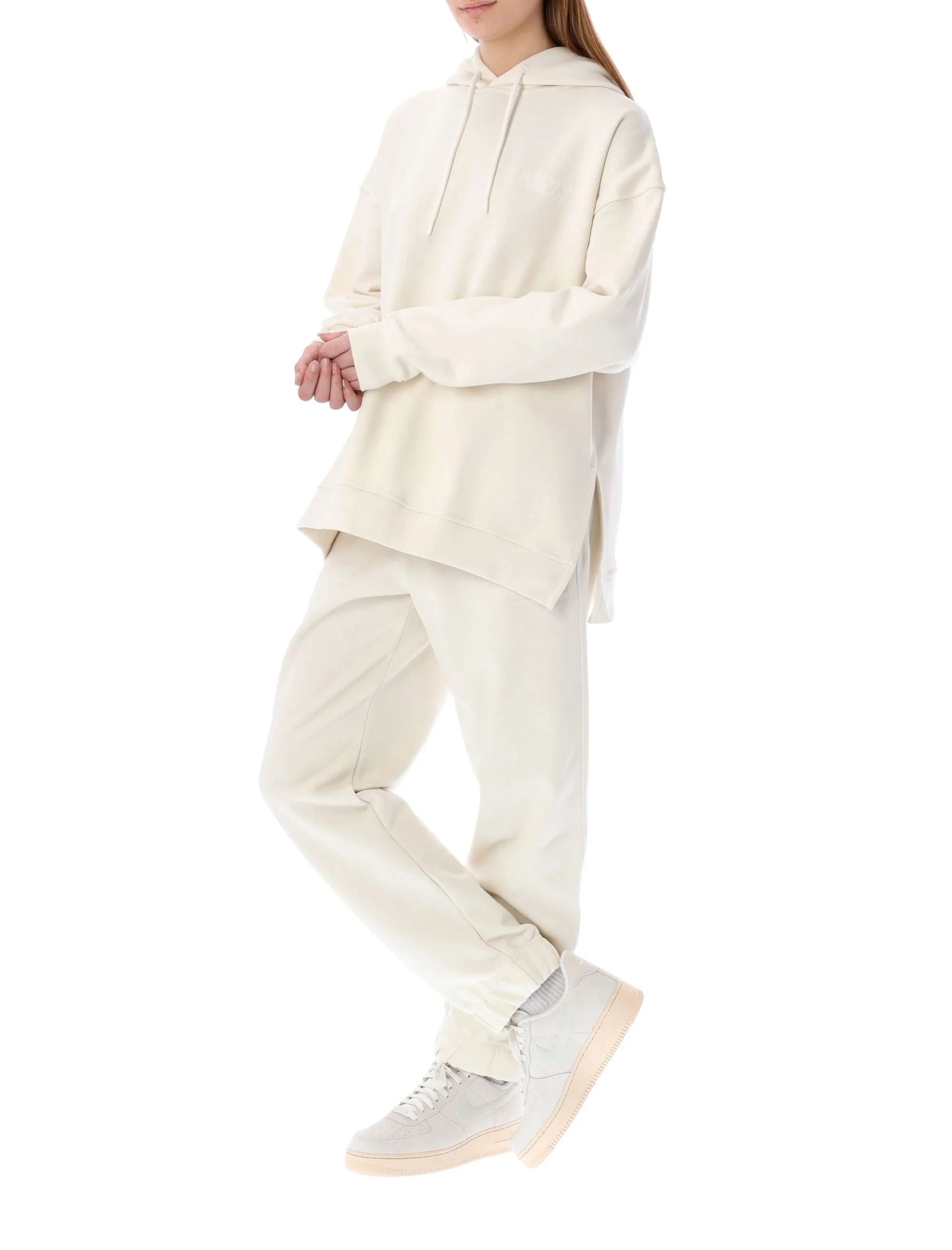 Ganni Logo Embroidered Drawstring Hoodie