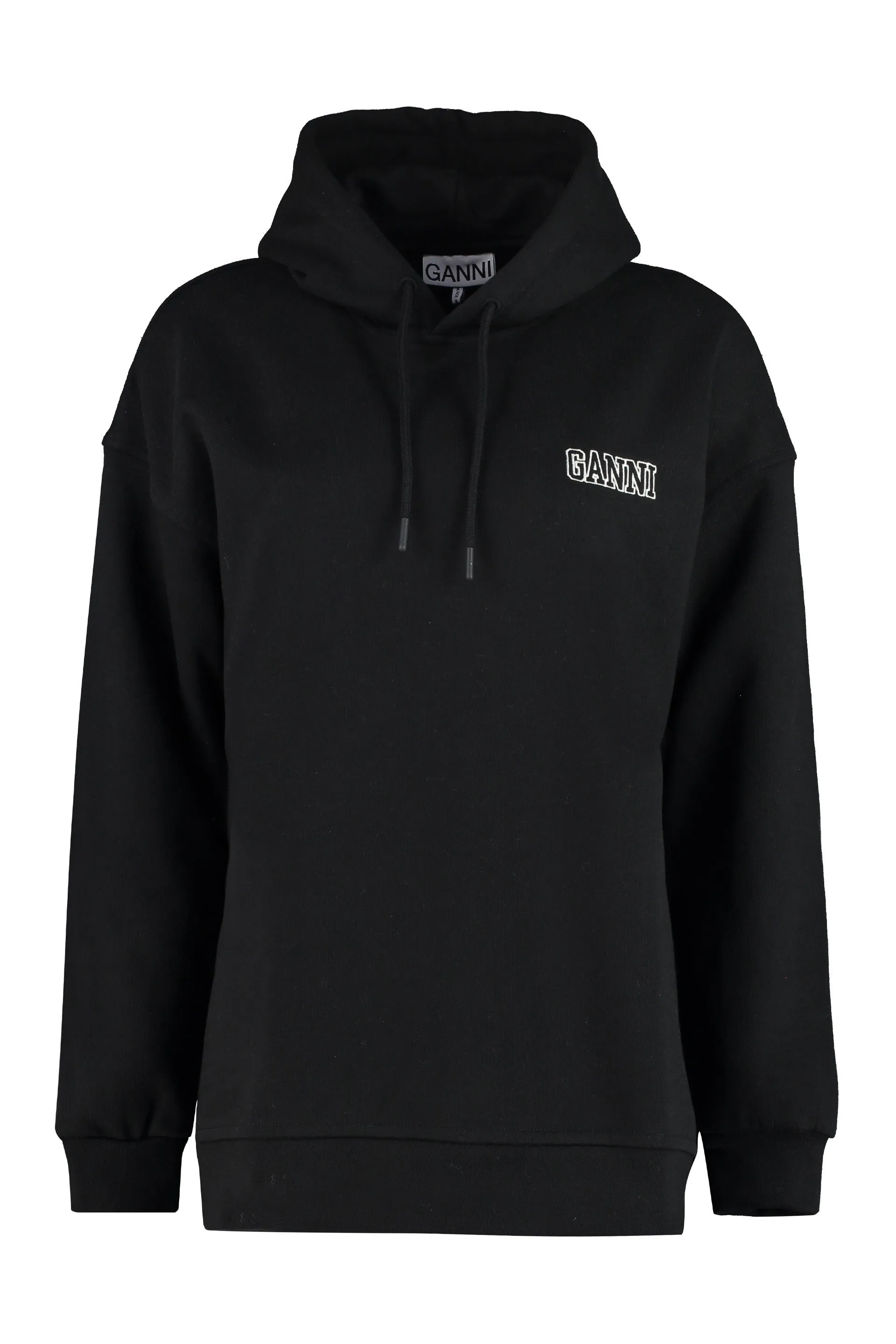 Ganni Logo Embroidered Drawstring Hoodie