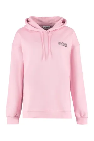 Ganni Logo Embroidered Drawstring Hoodie