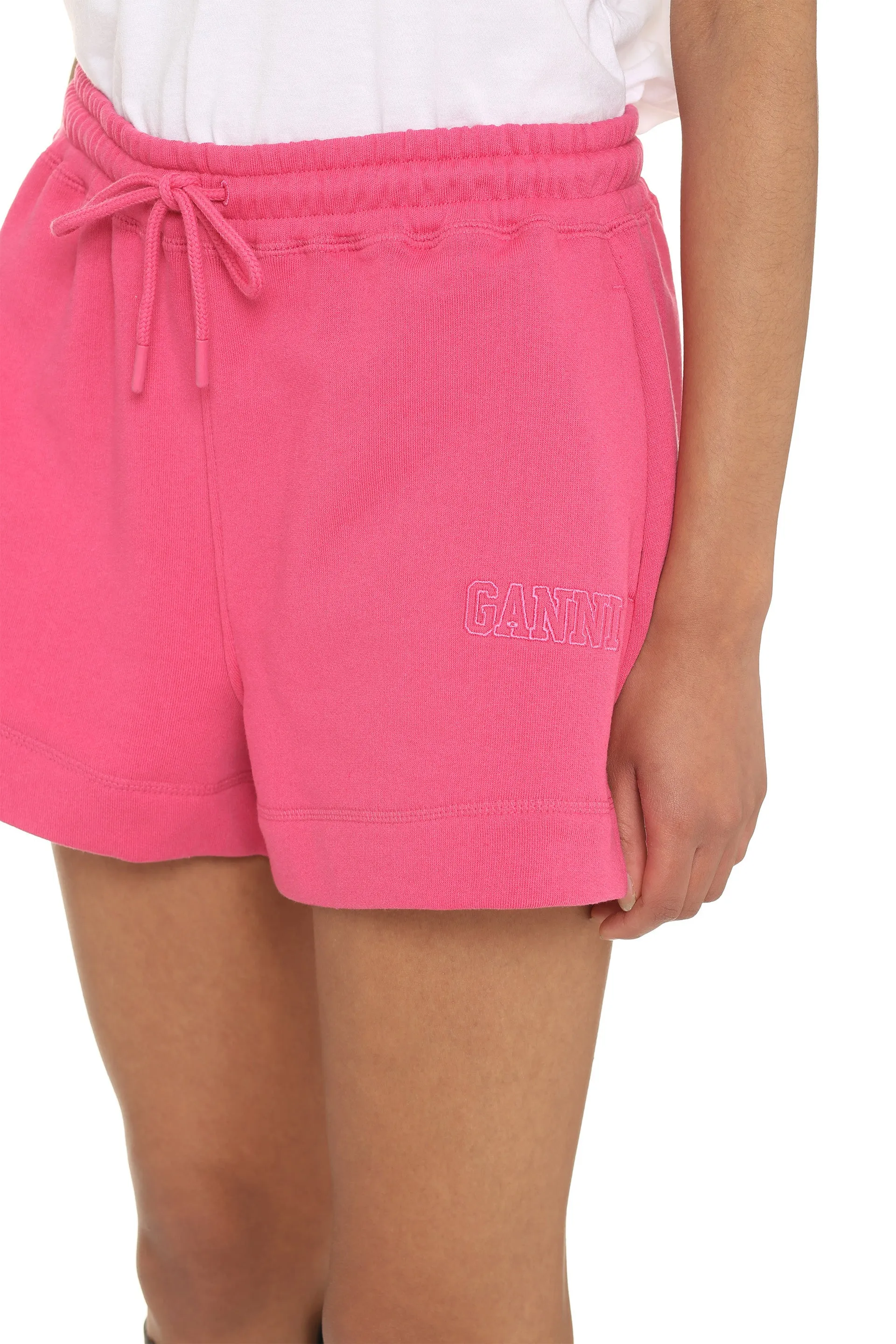 Ganni Logo Embroidered Drawstring Shorts