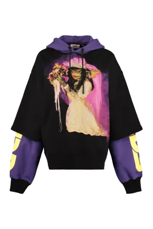 GCDS Graphic Printed Drawstring Layered Hoodie