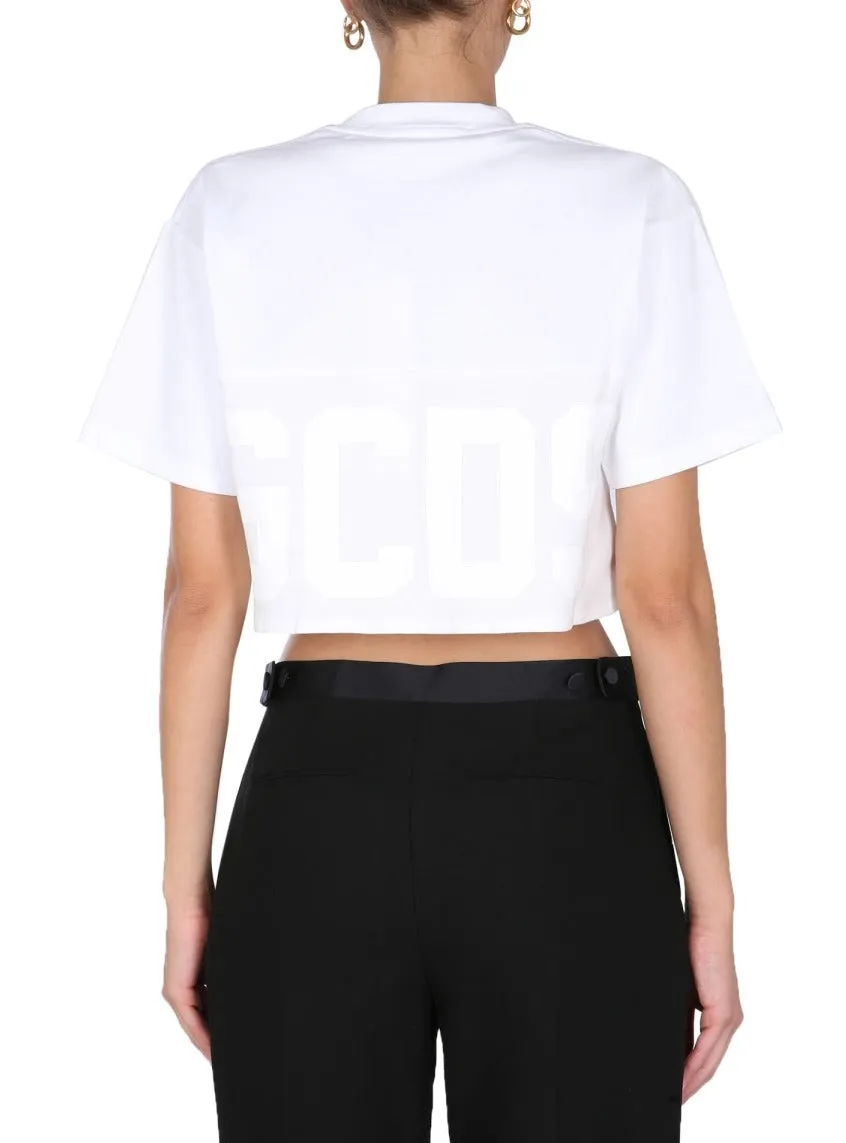 GCDS Logo Print Cropped T-Shirt