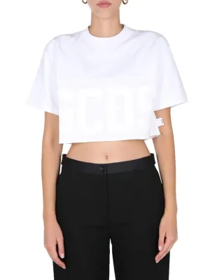 GCDS Logo Print Cropped T-Shirt