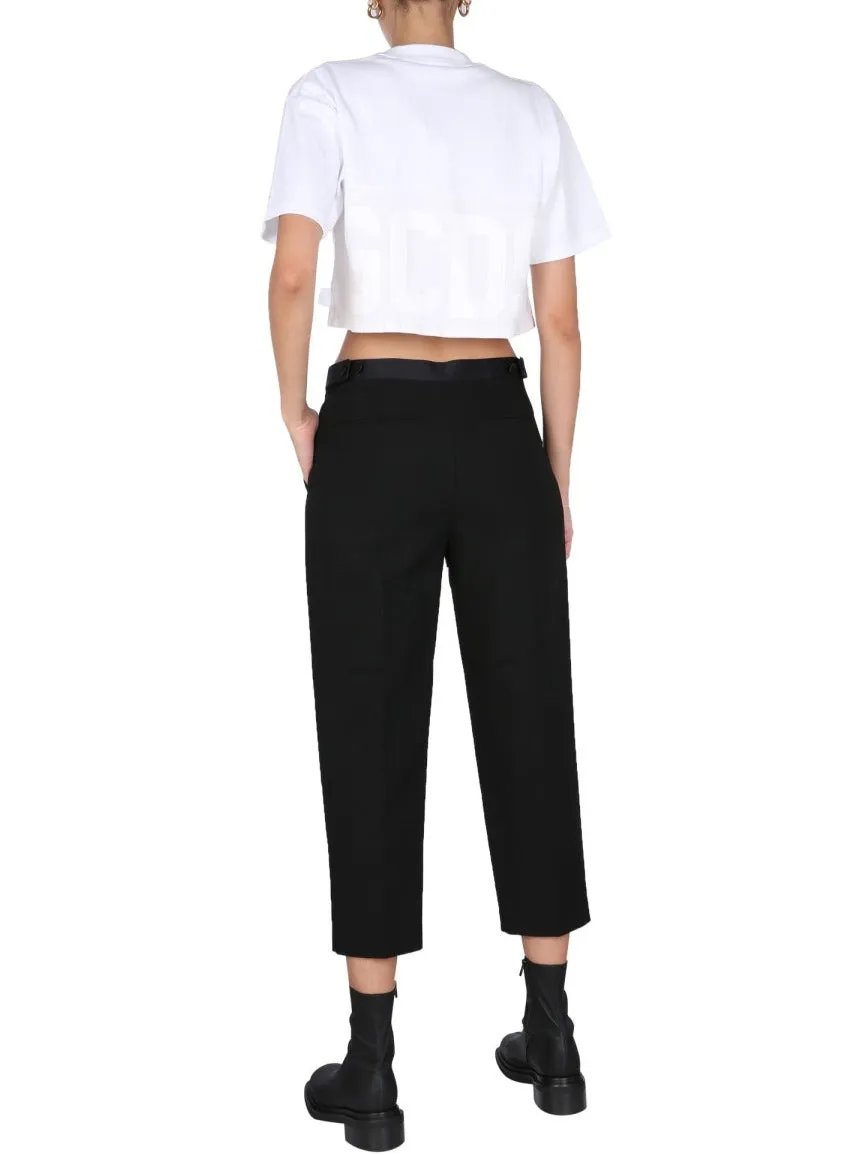GCDS Logo Print Cropped T-Shirt