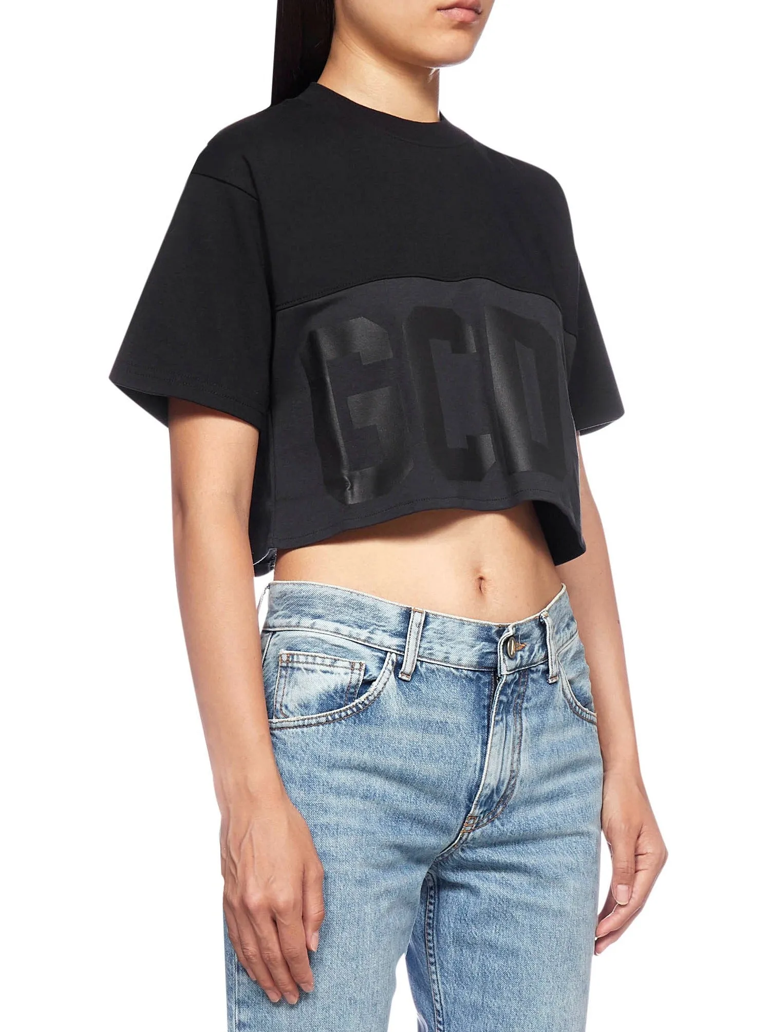 GCDS Logo Printed Cropped T-Shirt