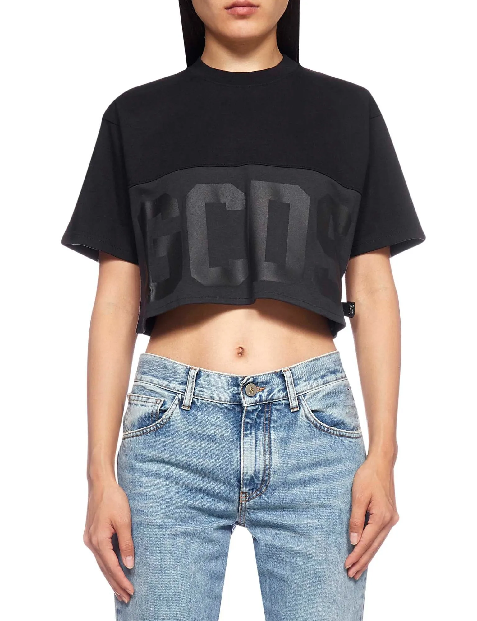 GCDS Logo Printed Cropped T-Shirt